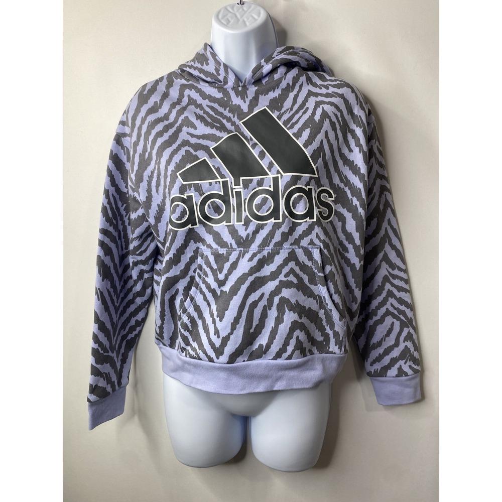 Adidas Girls Animal Print Hoodie Size Large 14 Sporty Street Wear Warm Cozy NWT